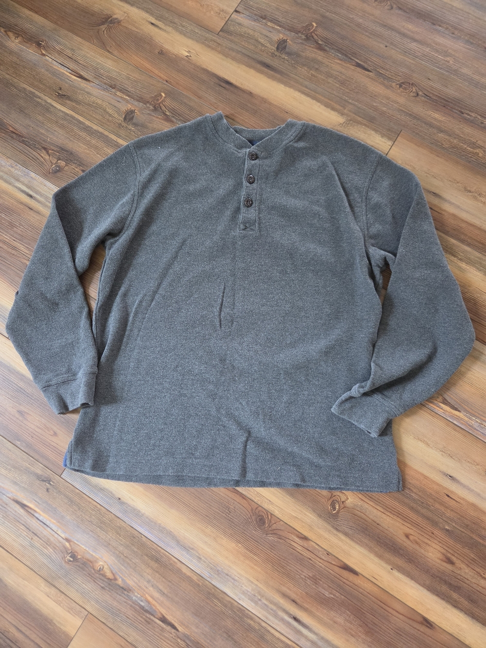 L.L. Bean Men's Long-Sleeve Henley Sweater - Charcoal Gray Size L